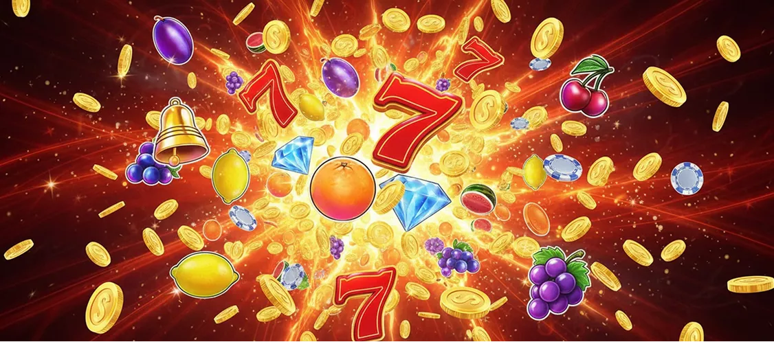 Briliant Wilds κουλοχέρης με σύμβολα 777, φρούτα, διαμάντια και εκρηκτική βροχή νομισμάτων